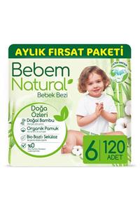 Bebem Natural Bebek Bezi 6 Beden Ekstra Large Aylık Fırsat Paketi 120 Adet