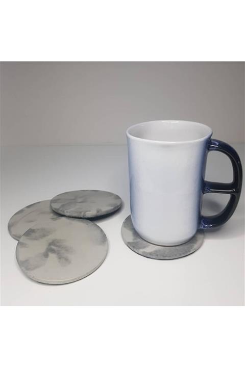 McMutton 4'lü Siyah Mermer Desenli Beton Bardak Altılığı