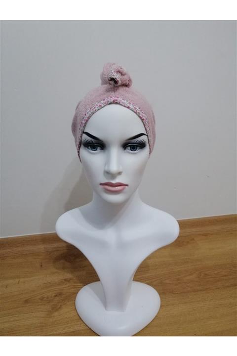 Yusra Pamuklu Kadın Erkek Havlu Saç Kurutma Bonesi 2 Li Paket Gülkurusu