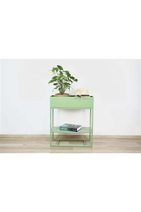 Zeus Dizayn Hermes Yeşil Dresuar / Saksılık / Yan Sehpa / Plantbox