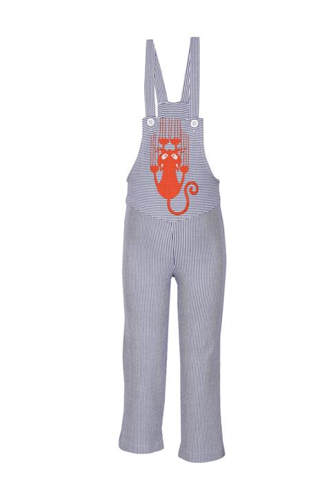 OLİVEN Kedi Nakışlı Cepli Bahçıvan Salopet