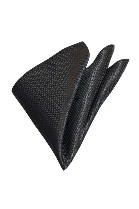 Exve Exclusive Siyah Kendinden Desenli Yaka Cep Mendili