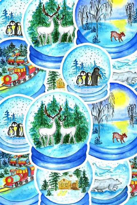 Sticker Cat Kar Küresi Sticker, Laptop, Planlayıcı, Ajanda Sticker