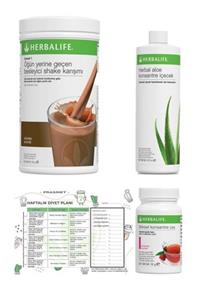 Herbalife 3'lü Set - Çikolata Shake + Ahududu Aroma Çay + Aloe Vera + Diyet Listesi