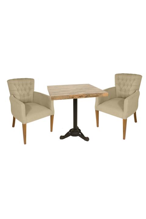 Dockers Çipa Laminat Kare - Kapitoneli Berjer Fiskos Seti - Krem