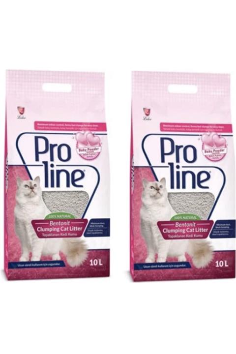 Pro Line Bebek Pudrası Kokulu Ince Tane Topaklanan Kedi Kumu 10 lt X 2 Adet