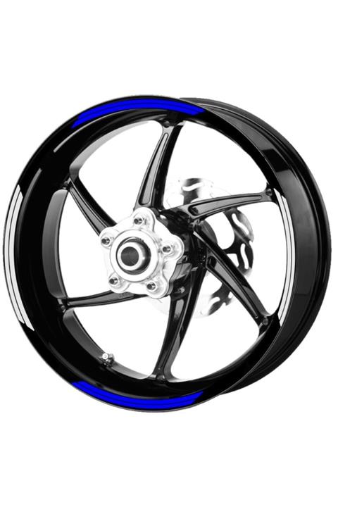 Çınar Extreme Double Stripe Reflektif Mavi Beyaz Jant Şeridi Sticker