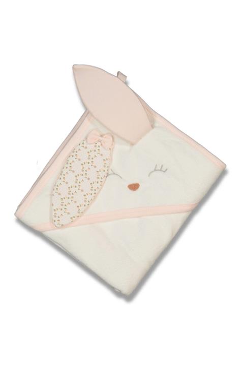 Tekstil Sepeti Kız Bebek Pembe Tavşan Banyo Havlu