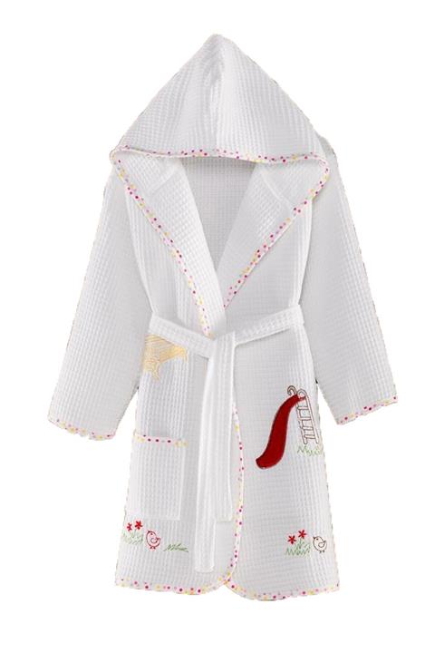 Elmira Textile Elmira Teddy Bear Nakışlı Pamuklu Pike Kız Çocuk Bornozu 1-8 Yaş
