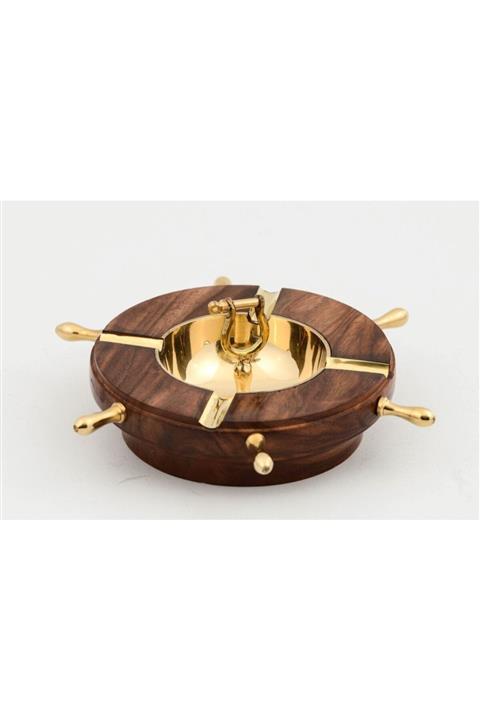 Keskin Hediyelik Ahşap Yanları ve İçi Pirinç İşlemeli Küllük