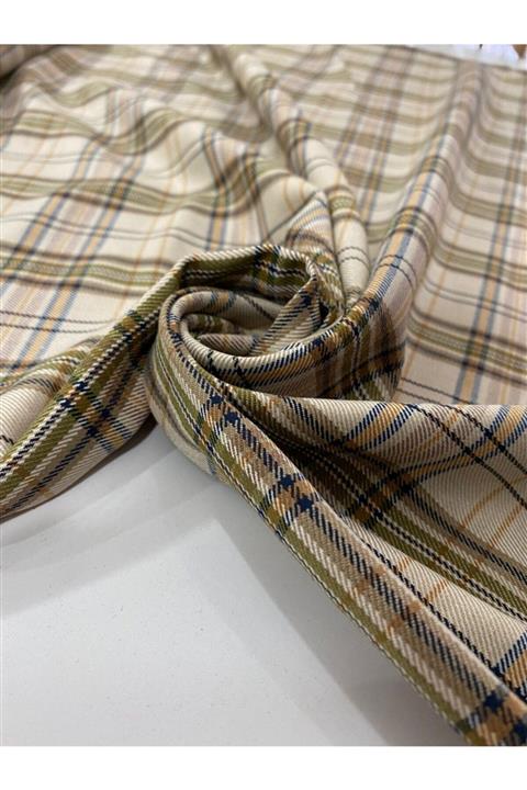 İzmitkumaş Bej Rengi Eteklik Pantalonluk Ekose Kumaş (eni 1.50 )