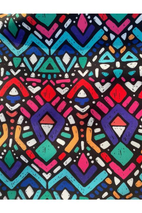 favor kumaş Kadın Geometrik Renkli Tribal Desenli Dijital Baskılı Kumaş Fvr-1436