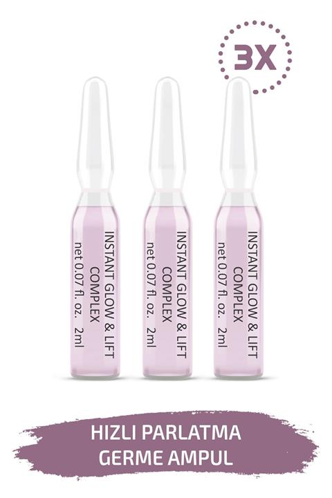 Skin Accents Hızlı Parlatma Germe Ampul 3 Adet Instant Glow & Lift Cilt Serumu Dermaroller Dermapen Serum