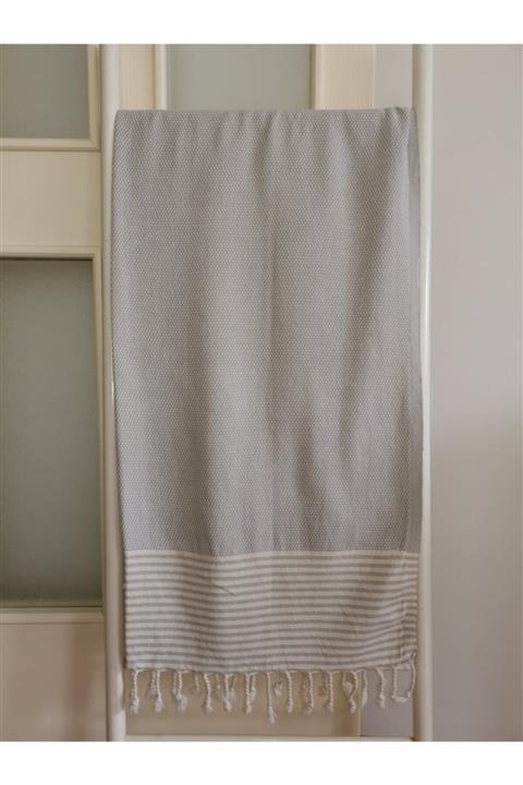 Melis Home Peştemal, Banyo Havlusu, Plaj Havlusu, Petek Açık Gri