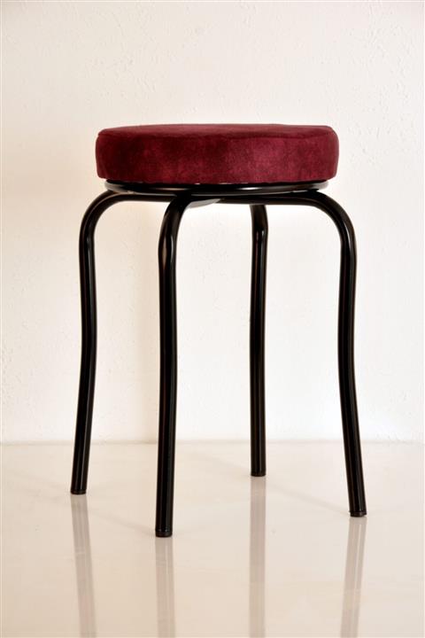 yılmaz masacılık 6 Adet Mor Silinebilir Kumaş Siyah Profil Tabure Metal Tabure Mutfak Taburesi Kalın Tabure