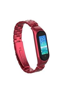 Mobicas Xiaomi Mi Band 5 Klasik Metal Kordon Kırmızı