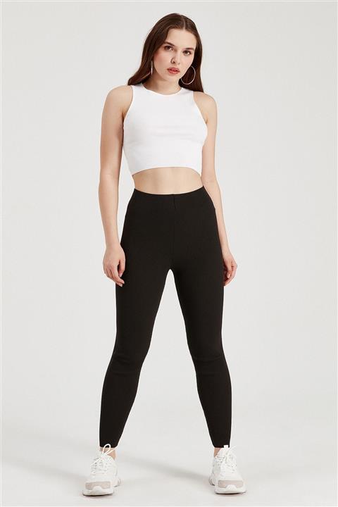 SHERIN Kadın Siyah Fitilli Triko Uzun Tayt Swp4153si