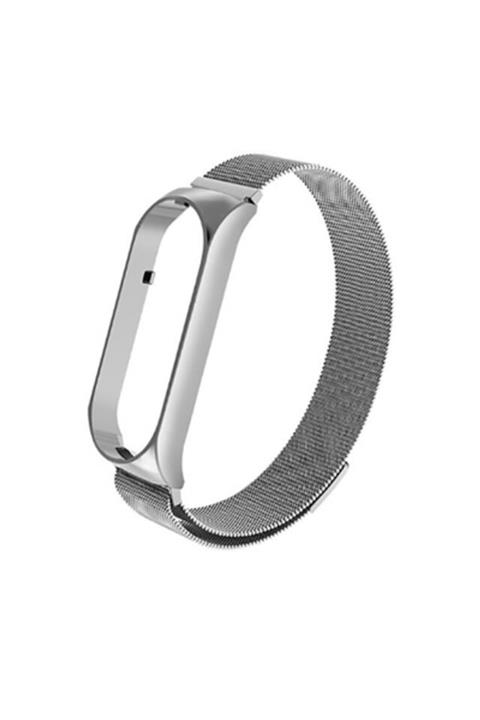 Mobicas Xiaomi Mi Band 5 Hasır Metal Kordon Gri