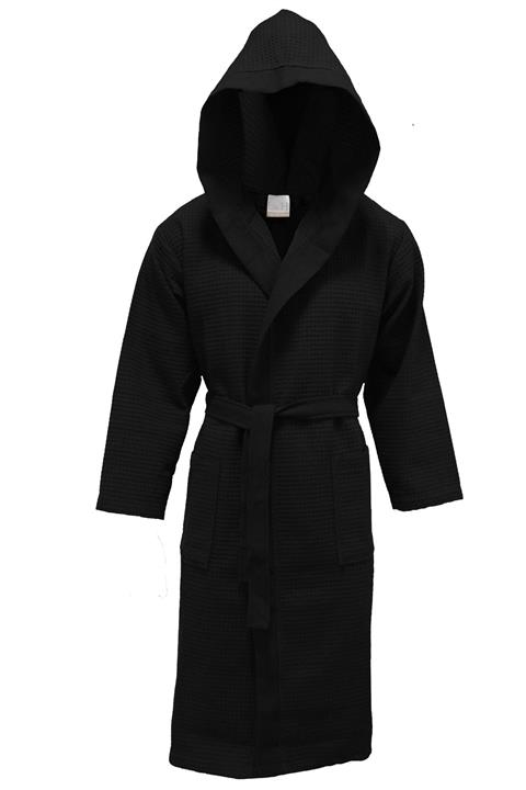 Lucy and Home Siyah Unisex Küçük Petekli Pike Bornoz