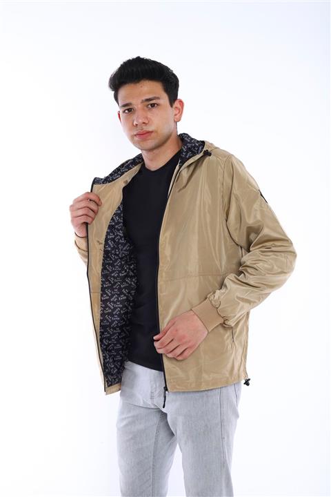 Escetic Erkek Vizon Yağmurluk - Rüzgarlık Kapişonlu Ince Mont