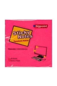 Bigpoint Yapışkanlı Not Kağıdı 75x75mm Neon Kırmızı 12'li Paket