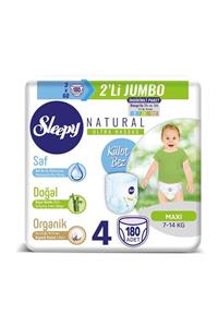 Sleepy Natural Külot Bez 4 Beden Maxi 3x2'li Jumbo 180 Adet 7-14Kg