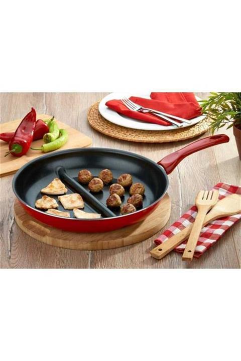 doruktrend Papilla Redio Cingöz Bölmeli Tava 30 Cm Kırmızı