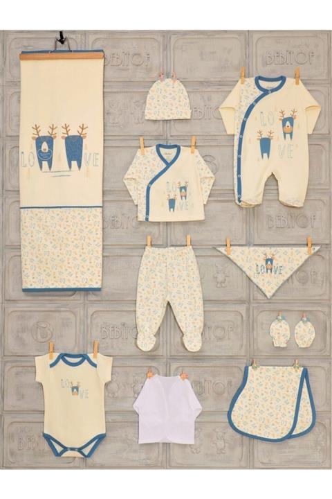 Bebitof Kız Erkek Bebek Tulumlu Geyik Desen 10 Lu Hastane Çıkışı