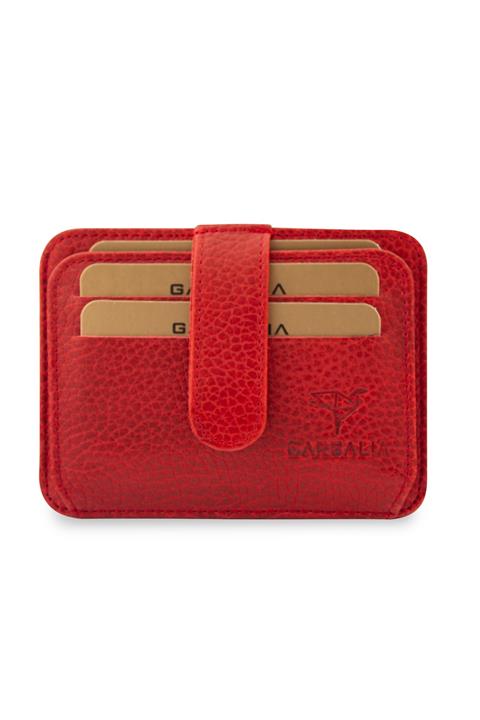 Garbalia Hakiki Deri Kırmızı Kartlık Cüzdan