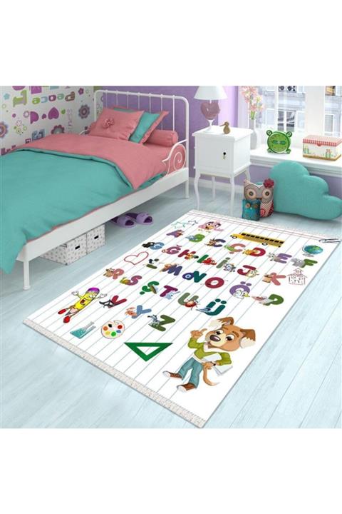 CP Rug Decorative Kaymaz Leke Tutmaz Yıkanabilir Deri Taban Çocuk Halısı