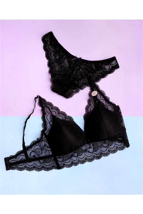 ÖZ PAMUK Dantel Detaylı Dolgusuz Bralet Takım