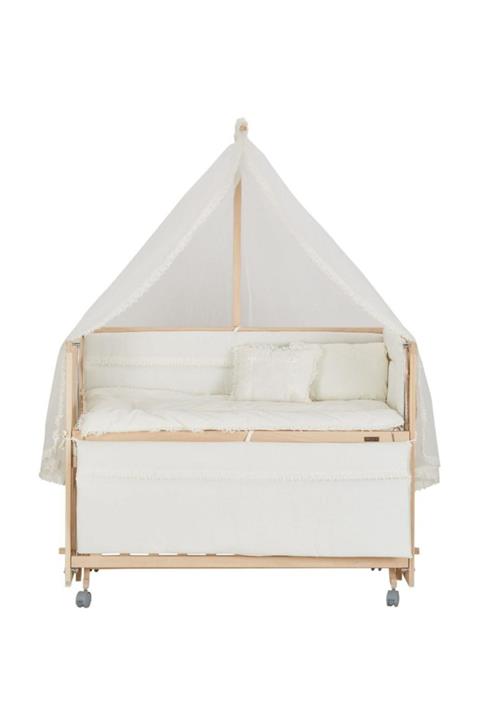 Baby Tech Anne Yanı Ekstra Naturel Ahşap Beşik 60 X120 cm