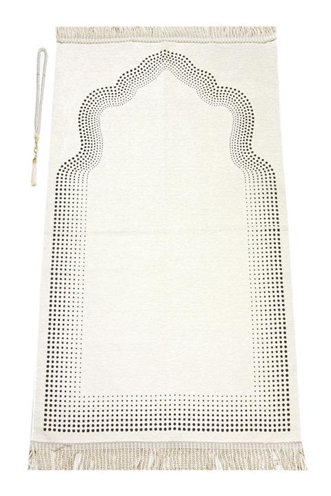 İhvan Mihrap Desenli Düz Şönil Seccade Krem