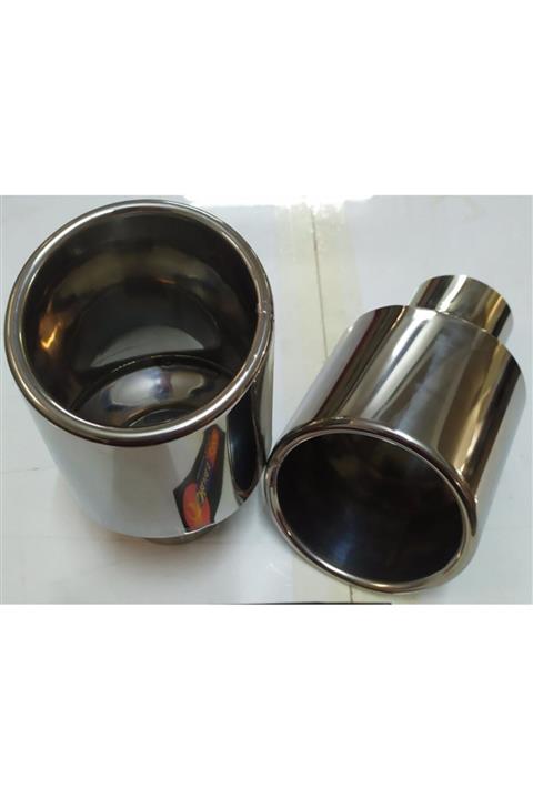 YAVAS OTO Yo379-60x100mm Paslanmaz Yuvarlak Yan Kesik Boş Kısa Eksoz Ucu