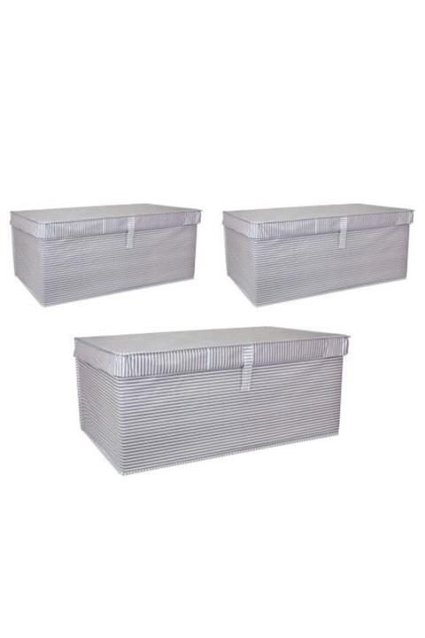 ELBUSAHOME 3 Adet - Kapaklı Çok Amaçlı Çamaşır-saklama-süzenleme Vb Hurç, Kutu 70x40x30 - Mega Plus Kutu - Gri