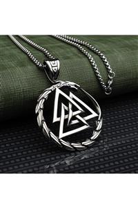 northstarshop Viking Valknut Ouroboros Nordic Iskandinav Çelik Kolye