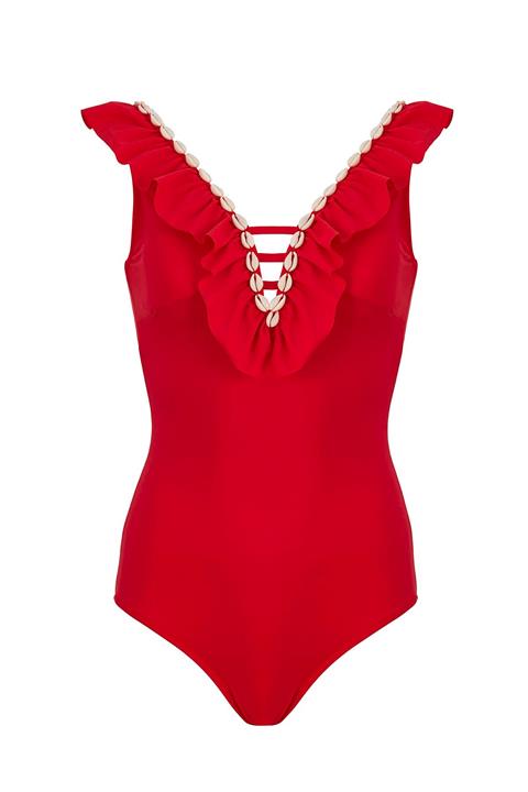 SAILOR swimwear Volanlı Deniz Kabuklu Mayo