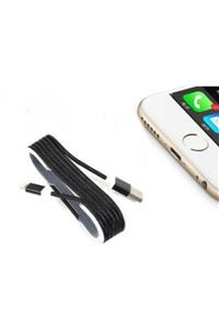 LAUREL DREAM Iphone Örgü Şeklinde Renkli Çelik Şarj Data Kablosu - Siyah