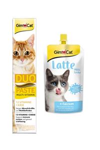 Gimcat Duo Paste Peynirli Vitamin Kedi Macunu 50gr Milk Latte Calcium Sıvı Kedi Sütü 200 ml