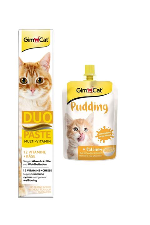 Gimcat Duo Paste Peynirli Vitamin Kedi Macunu 50gr Classic Kalsiyum Kedi Pudingi 150 gr