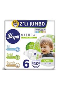 Sleepy Boze Natural Bebek Bezi 2li Jumbo 6 Beden 15-25 Kg 40 Adet