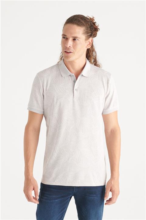 Avva Erkek Açık Gri Polo Yaka Jakarlı Slim Fit T-shirt A11y1206
