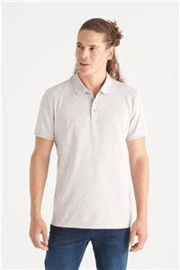Avva Erkek Açık Gri Polo Yaka Jakarlı Slim Fit T-shirt A11y1206
