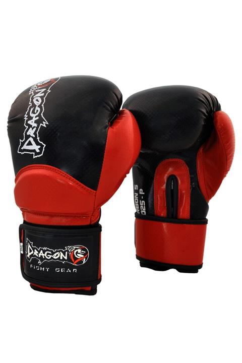 Dragon Carbon Muay Thai Boks Ve Kick-boks Eldiveni Siyah Kırmızı