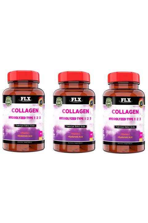FLX Kollajen Vitamin C Hyaluronic Acid Collagen Tip 1-2-3 60 Tablet X 3 Kutu
