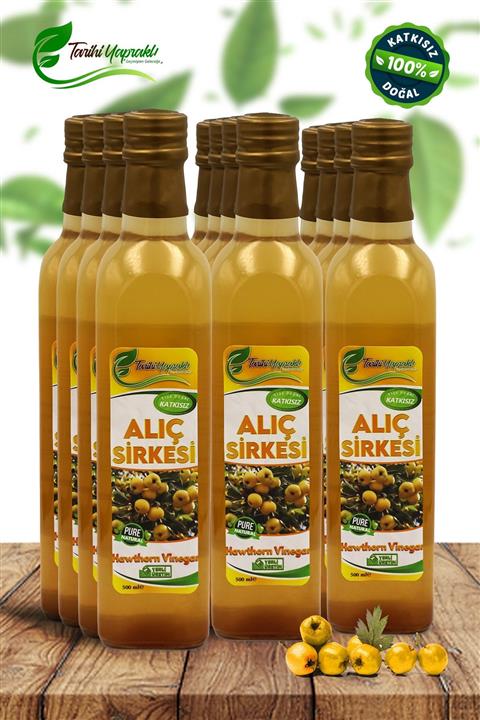 TARİHİ YAPRAKLI Katkısız Doğal Fermente Alıç Sirkesi 12x 500 Ml