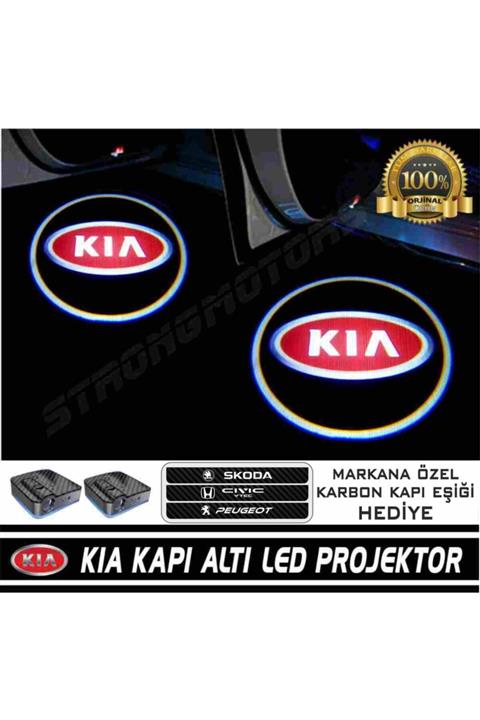 Sm Motors Kia Araçlar Için Pilli Yapıştırmalı Kapı Altı Led Logo-markana Özel Sticker Hediye-