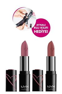 NYX Professional Makeup Nyx Ruj Shout Loud Satin Lipstick 4 Chic + 5 Desert Rose + Aynalı Ruj Kılıfı