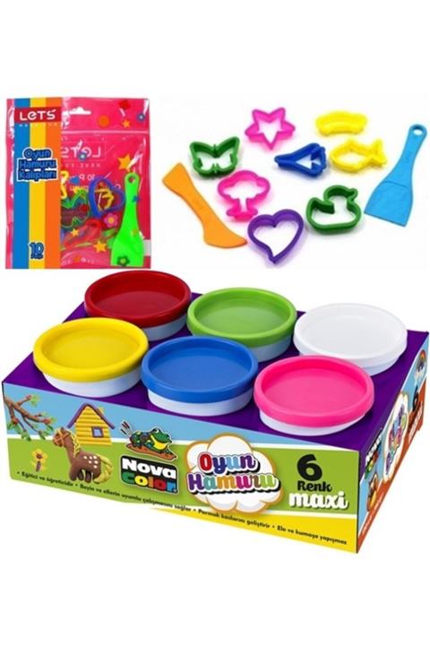 Mahi Max Nova Color 6 Renk 750 gr Maxi Oyun Hamuru + Lets Oyun Hamuru Kalıpları
