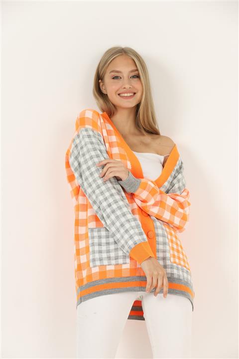 İKLİM LİFE Çift Cep Ekose Hırka